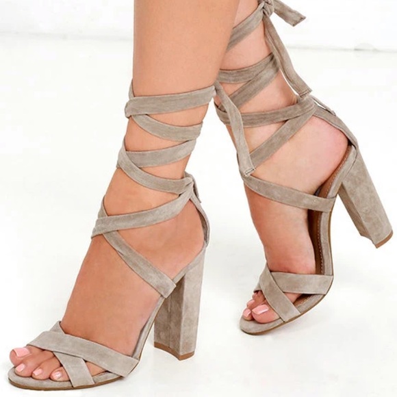 Steve Madden Christey Open Toe Suede Heels - Picture 6 of 6